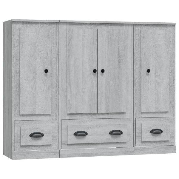 vidaXL Highboards 3 pcs Grey Sonoma Engineered Wood