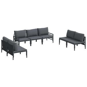vidaXL Garden Sofa Set with Cushion 7 pcs Black Steel