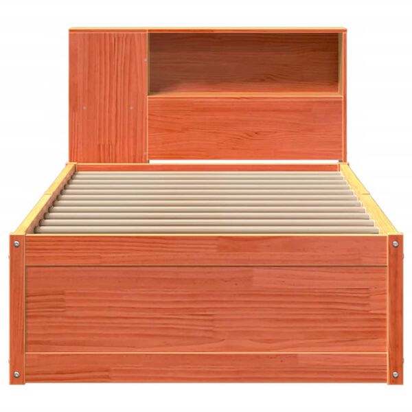 vidaXL Bed Frame without Mattress Wax Brown 75x190 cm Small Single Solid Wood Pine