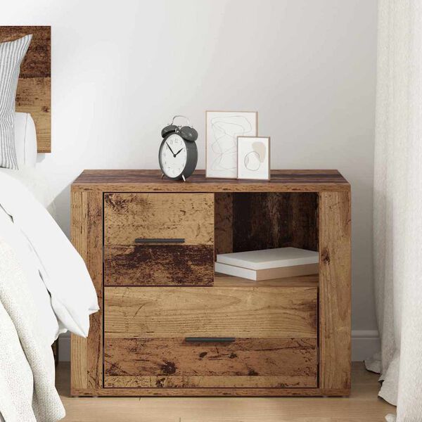 vidaXL Bedside Cabinet Old Wood 35 x 60 x 50 cm Engineered Wood