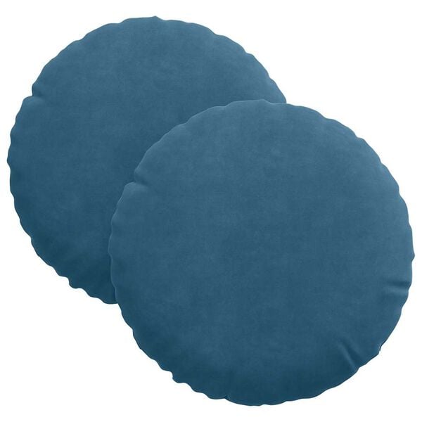 vidaXL Seat Cushions 2 pcs Blue Ø 30 x 13 cm Velvet