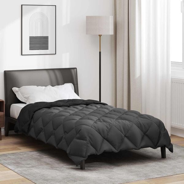 vidaXL Winter Duvet Black and Anthracite 220 x 135 cm Microfiber