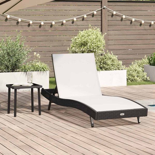 vidaXL Sun Lounger with Table 2 pcs Black, White 40 x 40 x 40.5 cm