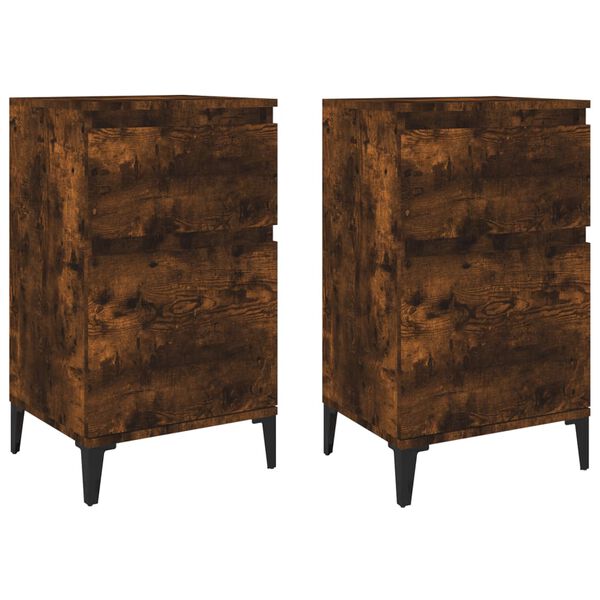 vidaXL Bedside Cabinets 2 pcs Smoked Oak 40x35x70 cm