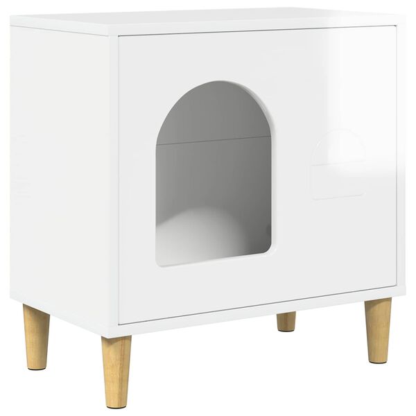 vidaXL Cat House Gloss White 51 x 30 x 52 cm Engineered Wood
