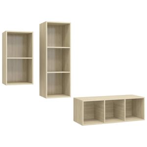 vidaXL 3 Piece TV Cabinet Set Sonoma Oak Engineered Wood