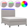 vidaXL Box Spring Bed with Mattress&LED Light Grey 140x200 cm Fabric
