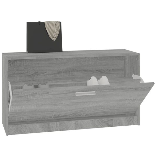 vidaXL Shoe Bench Grey Sonoma 80x24x45 cm Engineered Wood