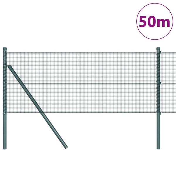 vidaXL Fence Post Green 50 x 0.4 m (12 x 12 mm mesh) Steel and PVC