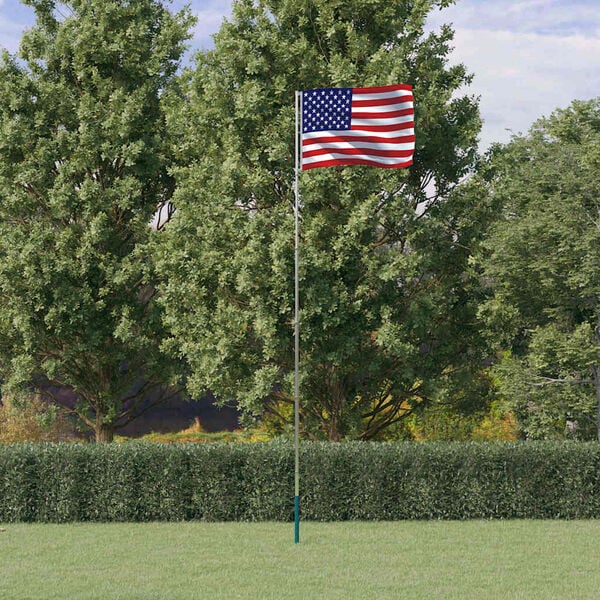vidaXL US Flag and Pole 5.5 m Aluminium