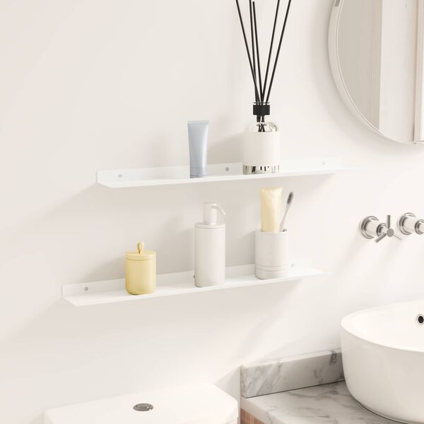 vidaXL Floating Shelf Wall-mounted 2 pcs White 60 x 8.5 x 2.5 cm Steel