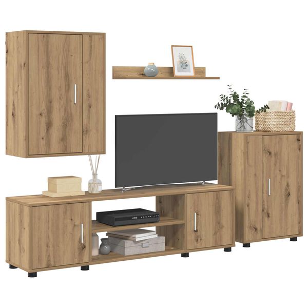 vidaXL TV Cabinet Set Wall-mounted 4 pcs Artisan Oak Engineered wood