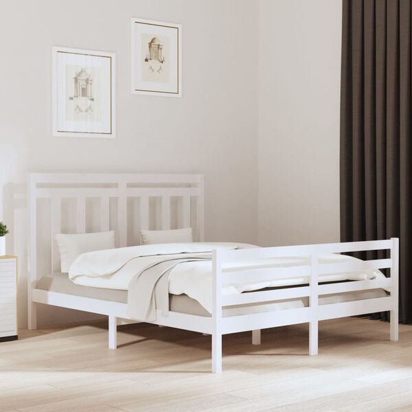vidaXL Bed Frame without Mattress White 160x200 cm Solid Wood