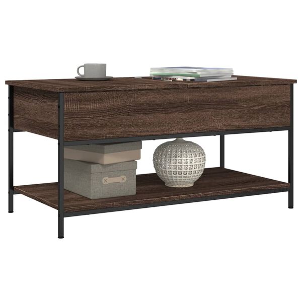 vidaXL Coffee Table Brown Oak 100x50x50 cm Engineered Wood and Metal