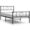 vidaXL Metal Bed Frame without Mattress with Footboard Black 75x190cm