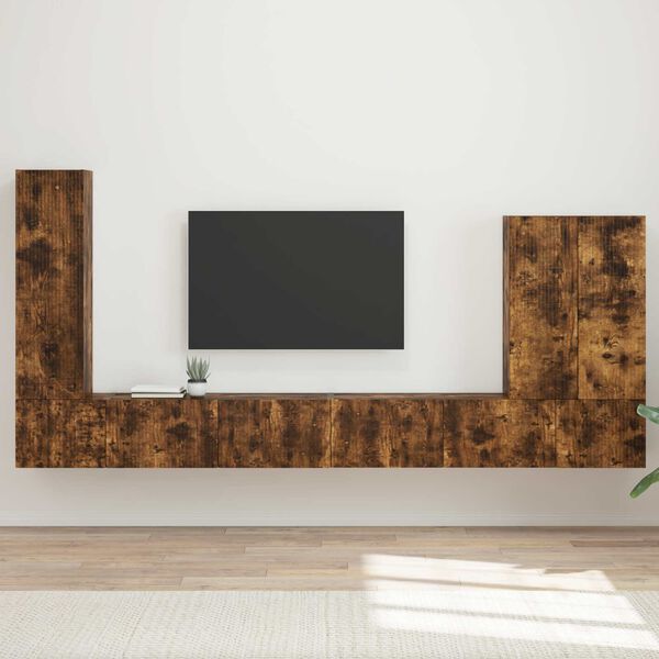 vidaXL TV Wall Cabinet Set Wall-mounted 6 pcs Smoked Oak