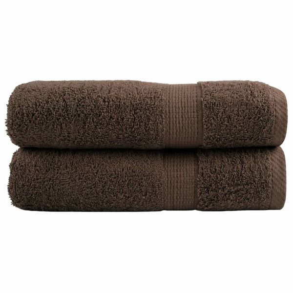 vidaXL Premium Hand Towels "SOLUND" 2 pcs Brown 50x100 cm 600 gsm