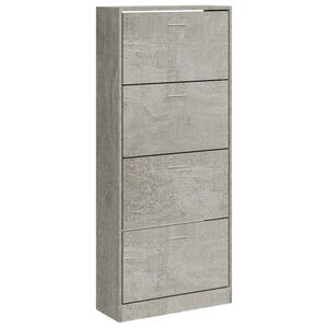 vidaXL Shoe Cabinet Concrete Grey 63x24x147 cm Engineered Wood