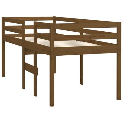 vidaXL High Sleeper Bed Honey Brown 75x190 cm Small Single Solid Wood Pine