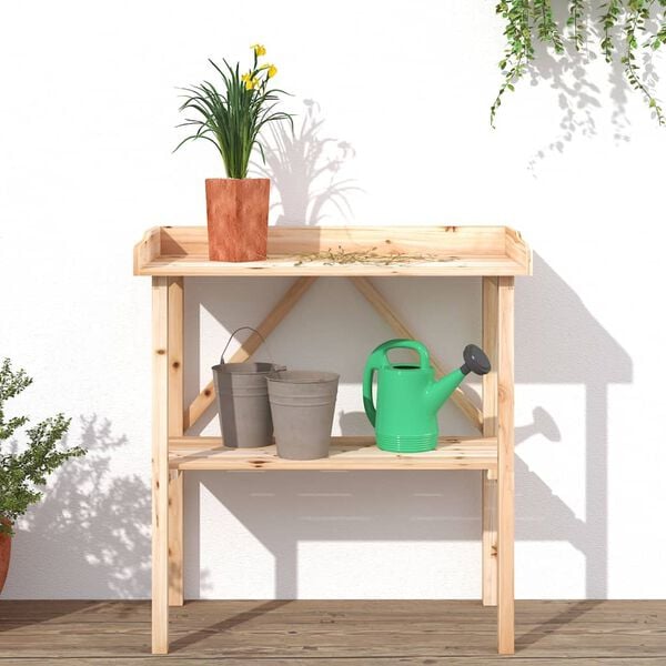 vidaXL Plant Table with Shelf 78x38x82.5 cm Solid Wood Fir