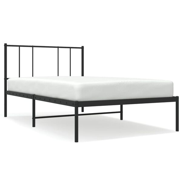 vidaXL Metal Bed Frame without Mattress with Headboard Black 80x200cm