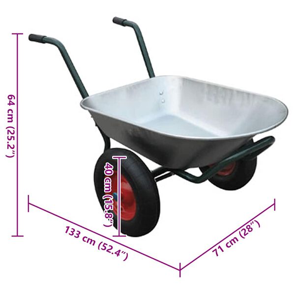 Gardening Tool Wheelbarrow Two Wheels 66 L