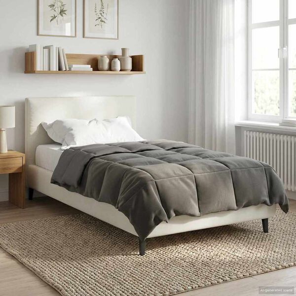 vidaXL Full Year Duvet Quilted Light Grey 135 x 200 cm Microfiber