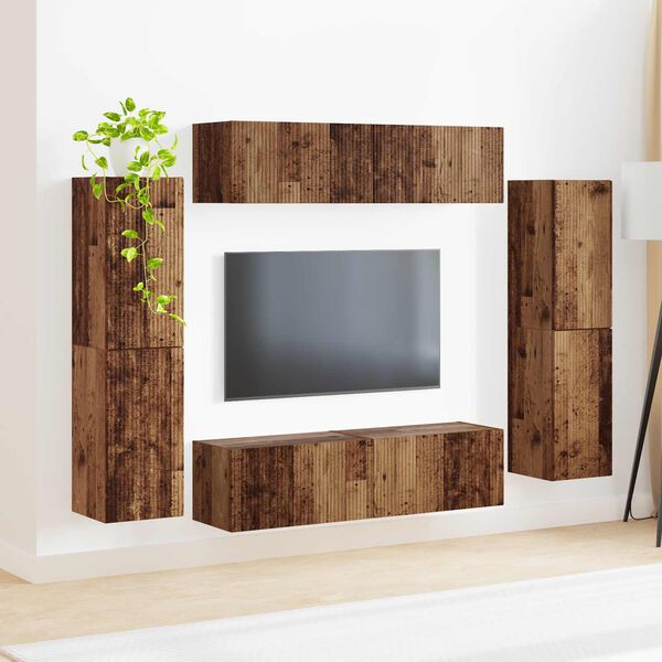 vidaXL TV Cabinet Set 8 pcs Old Wood Engineered Wood