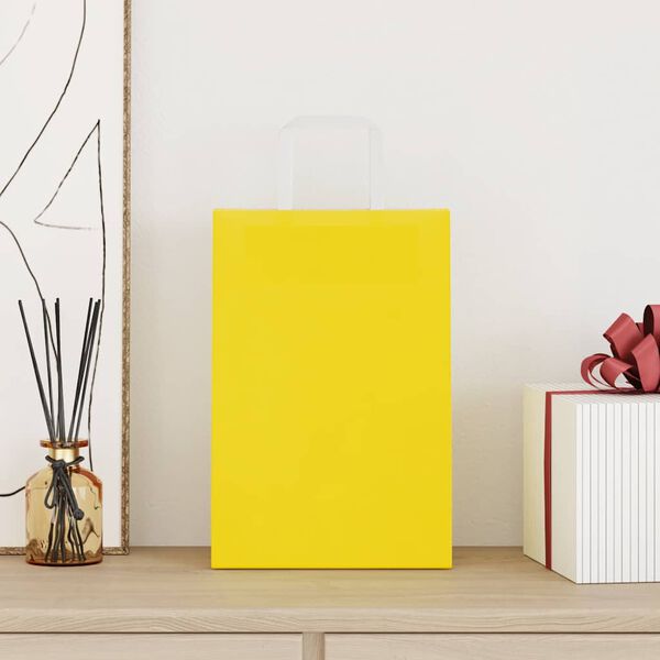 vidaXL Paper Bags 50 pcs with Handles Yellow 21x11x31 cm