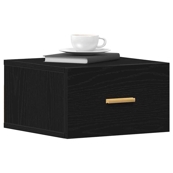 vidaXL Wall-mounted Bedside Cabinet 2 pcs Black Oak 35 x 35 x 20 cm