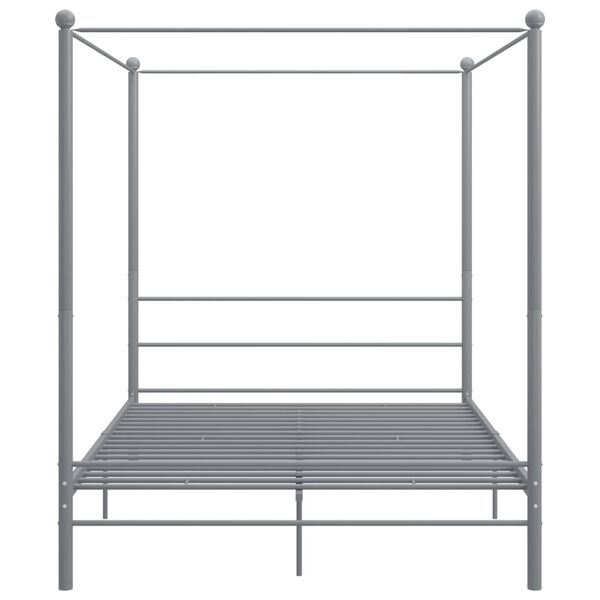 vidaXL Canopy Bed Frame without Mattress Grey Metal 160x200 cm