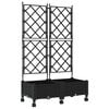 vidaXL Garden Planter with Trellis&Wheels 2 pcs Black PP