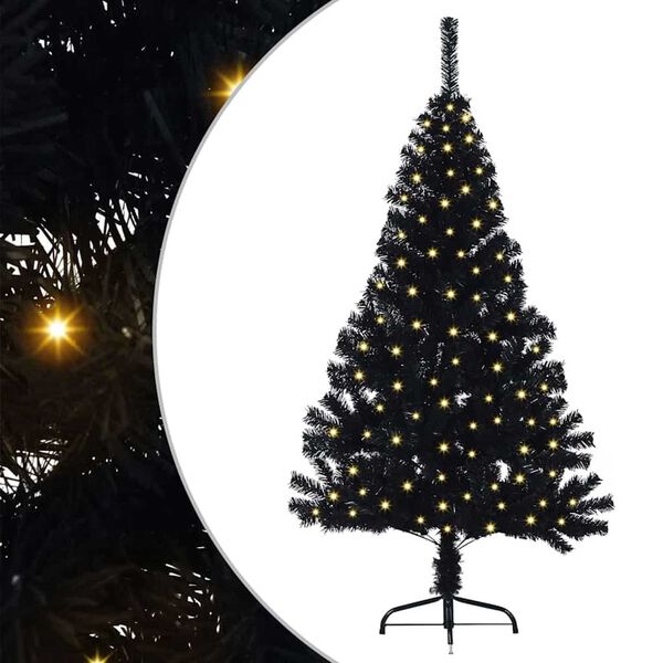 vidaXL Artificial Pre-lit Christmas Tree Black 150 cm PVC