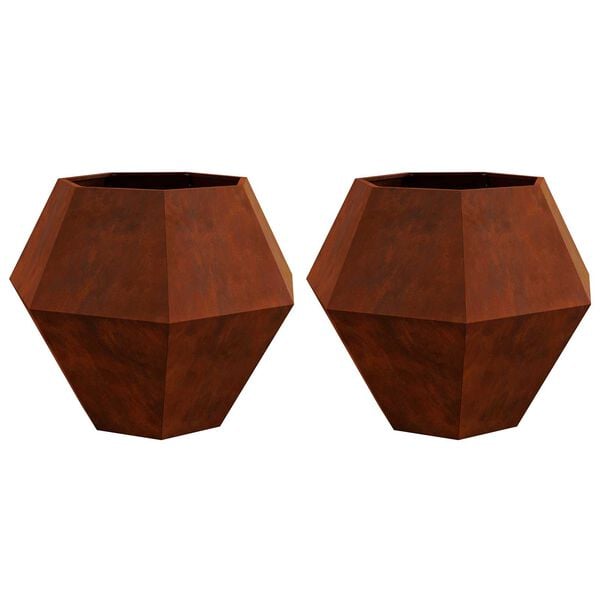vidaXL Planter 2 pcs Rusty 100 x 100 x 80 cm Weathering Steel