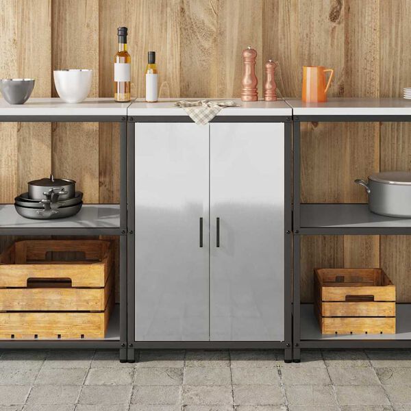vidaXL Kitchen Storage with Shelf Silver 60 x 50 x 92 cm Steel