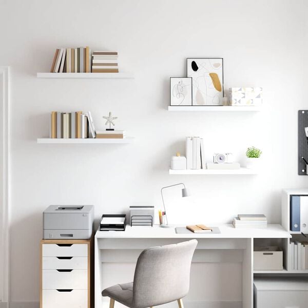 vidaXL Floating Wall Shelves 4 pcs White 80x23.5x3.8 cm MDF
