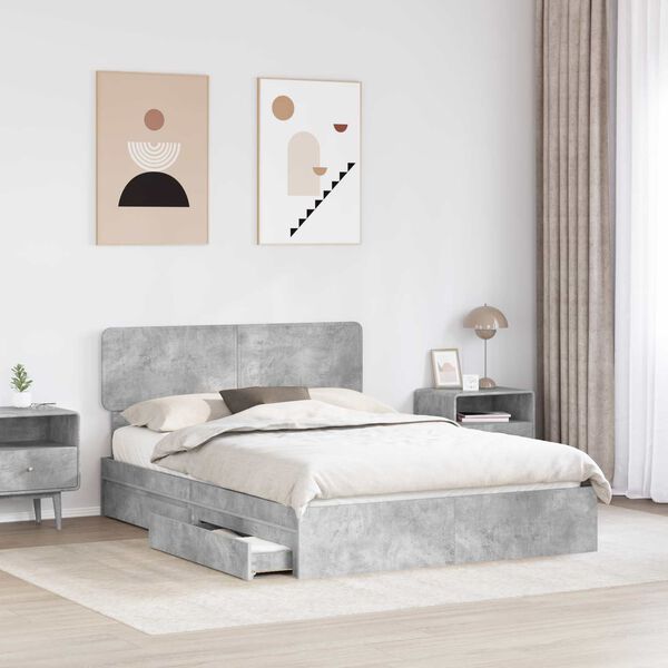 vidaXL Storage Bed Concrete Grey 150 x 200 cm Engineered Wood