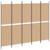 vidaXL 5-Panel Room Divider Beige 250 x 200 cm Fabric