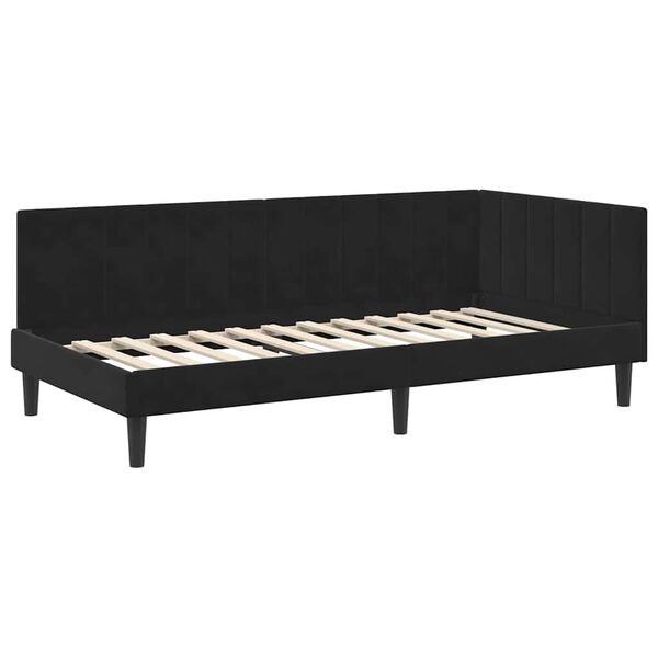 vidaXL Corner Bed Frame with Headboard Black 100 cm x 200 cm Velvet