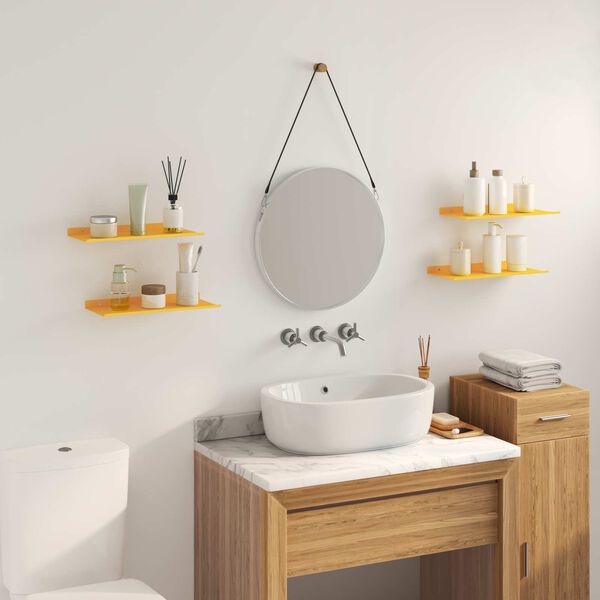 vidaXL Floating Shelf 4 pcs Mustard Yellow 40 x 18 x 2.5 cm Steel