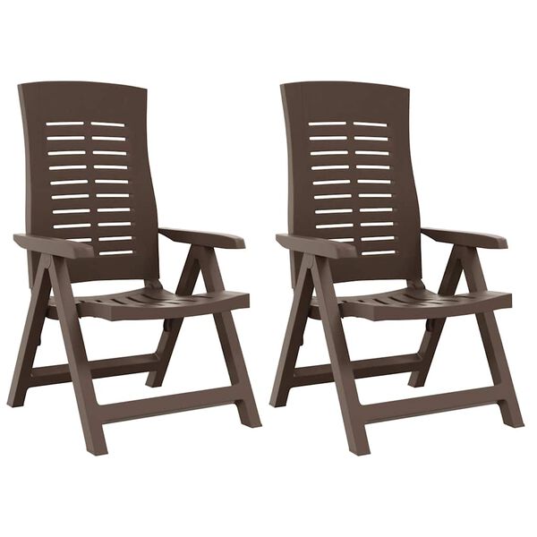 vidaXL Garden Reclining Chairs 2 pcs Plastic Mocha