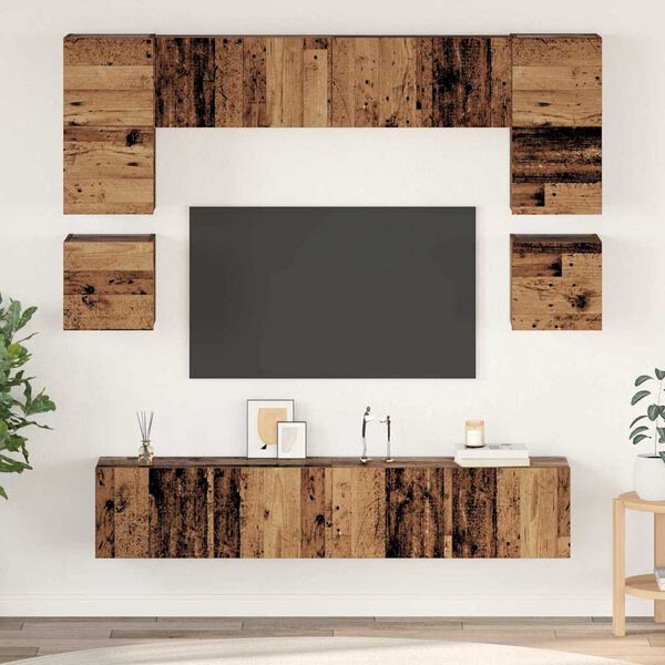 vidaXL TV Cabinet Set Wall-mounted 8 pcs Old Wood Engineered Wood