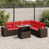 vidaXL 7 Piece Garden Sofa Set with Cushions Brown Poly Rattan Acacia