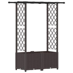 vidaXL Raised Bed with Trellis and Roof Brown 124.5 x 40 x 138 cm PP