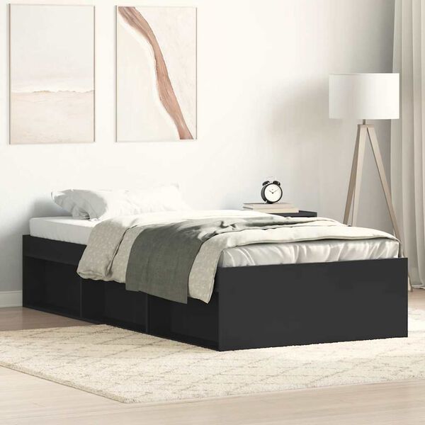 vidaXL Bed Frame without Mattress Black 75x190 cm Small Single Small Single