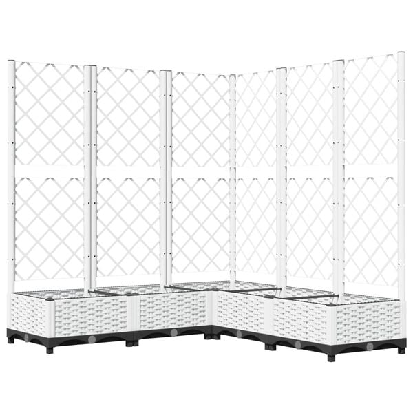 vidaXL Garden Planter with Trellis White 120x120x121.5 cm PP