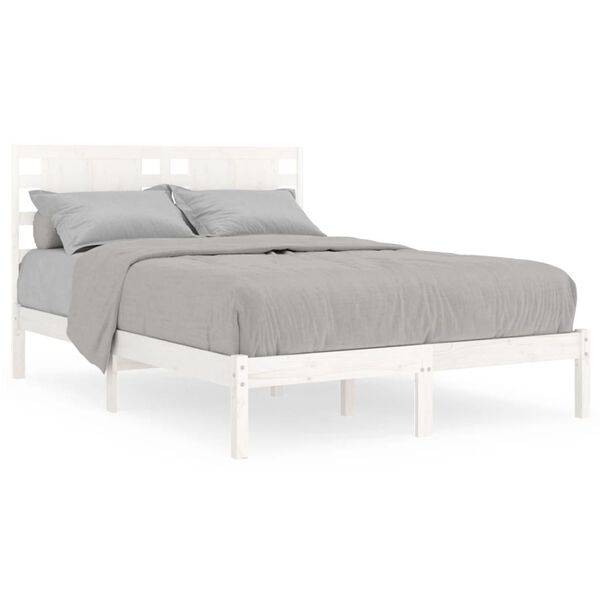vidaXL Bed Frame without Mattress White 120x190 cm Small Double Solid Wood