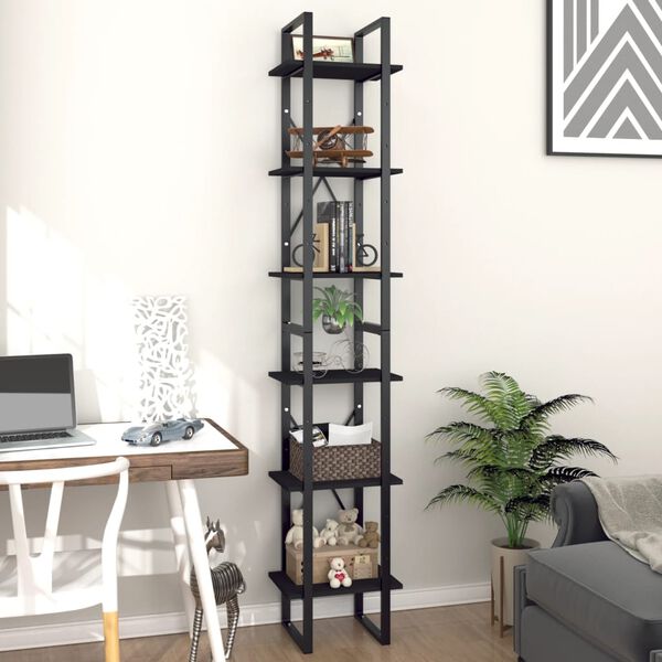 vidaXL 6-Tier Book Cabinet Black 40x30x210 cm Engineered Wood