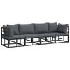 vidaXL Garden Sofa Set with Cushion Black Aluminium
