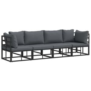 vidaXL Garden Sofa Set 4 pcs Black Metal